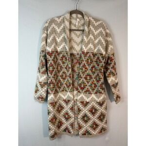 Dreamers by Debut Geometric Cardigan Women XS Multi Color Excellent C10080 Boho